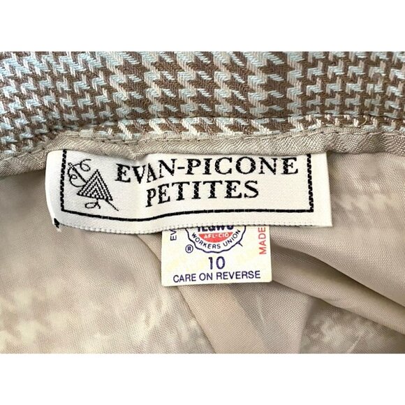 Vintage Evan Picone Womens Shorts Petites 10P Houndstooth Light Blue & Taupe - Picture 4 of 8